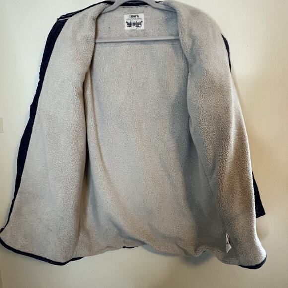 Levi Strauss Shirt Mens Medium Canvas Sherpa Lined Shacket Chore Barn Coat - Picture 9 of 9